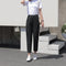 Img 6 - Suit Pants Women Casual Loose High Waist Straight Carrot Drape Black Chiffon