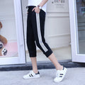 Img 1 - Summer Loose Casual Sporty Women Three Bars Cropped Thin Plus Size Slim-Fit Pants