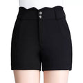 Img 5 - Stretchable Plus Size Shorts Women Summer Outdoor Korean Slim Look High Waist Black Straight Casual Wide Leg Pants