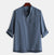 Img 1 - Men Trendy Solid Colored Pocket Cotton Blend Three Quarter Tops Shirt Men Shirt