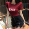 IMG 109 of Hong Kong Printed Short Sleeve T-Shirt Women Trendy Slim Look Color-Matching Bare Belly Tops T-Shirt