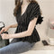 Img 9 - Summer Trendy Ruffle Short Sleeve V-Neck Striped Blouse Feminine Elegant Slim Look Korean Shirt Blouse