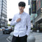 Img 4 - Summer Men Shirt Long Sleeved Casual Korean Slim Look Youth Solid Colored Cotton Men Shirt