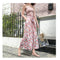 Img 4 - Chiffon Leaves Printed Wide Leg Pants Women Floral High Waist Strap Beach Holiday Ankle-Length Culottes Beachwear