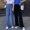 Img 2 - Drape Wide Leg Pants Women High Waist Floor Length Long Summer Straight Jeans Loose Slim Look Suits Casual
