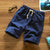 Men Casual Pants Cotton Blend Beach Korean Solid Colored Flaxen Slim Look Shorts