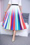 Img 32 - Skirt Women Europe Elastic Waist Pleated Printed Mid-Length Flare A-Line Skirt