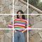 IMG 119 of Summer INSInspired Popular Half Sleeved T-Shirt Women Mid-Length Rainbow Color-Matching Striped Short Sleeve T-Shirt