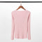IMG 140 of Knitted Undershirt Women Long Sleeved Sweater Popular V-Neck T-Shirt Tops Stretchable Outerwear
