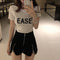 IMG 107 of Hong Kong Printed Short Sleeve T-Shirt Women Trendy Slim Look Color-Matching Bare Belly Tops T-Shirt