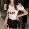 IMG 106 of Hong Kong Printed Short Sleeve T-Shirt Women Trendy Slim Look Color-Matching Bare Belly Tops T-Shirt