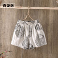 Img 11 - Cotton Blend Women Summer Loose Plus Size Hot Vintage Printed Casual Wide Leg Pants Shorts