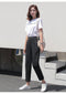 IMG 126 of Suit Pants Women Casual Loose High Waist Straight Carrot Drape Black Chiffon Pants