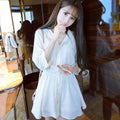 Img 6 - Summer Women Korean Slimming A-Line Dress Student Solid Colored Trendy Slim-Look Shirt Skirt