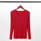 Knitted Matching Women Long Sleeved Sweater Popular V-Neck T-Shirt Tops Stretchable Outerwear