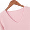 IMG 142 of Knitted Undershirt Women Long Sleeved Sweater Popular V-Neck T-Shirt Tops Stretchable Outerwear