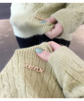 IMG 113 of V-Neck Solid Colored Knitted Undershirt Pullover Women Loose Long Sleeved All-Matching Outerwear