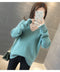IMG 119 of V-Neck Solid Colored Knitted Undershirt Pullover Women Loose Long Sleeved All-Matching Outerwear