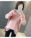 IMG 111 of V-Neck Solid Colored Knitted Undershirt Pullover Women Loose Long Sleeved All-Matching Outerwear