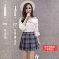 Chequered Pleated Women Student Korean All-Matching High Waist A-Line Summer Skirt