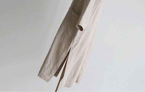 IMG 118 of Korea Suits Windbreaker Thin Women Long Cotton Blend Suit Flaxen Sunscreen Outerwear