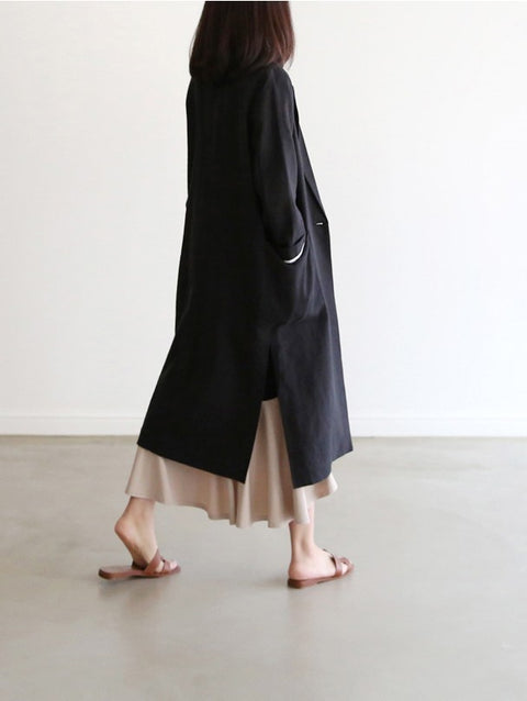 IMG 112 of Korea Suits Windbreaker Thin Women Long Cotton Blend Suit Flaxen Sunscreen Outerwear