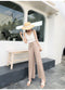 IMG 111 of Ice Silk Knitted Wide Leg Pants Women Summer Drape Straight High Waist Loose Student Casual Pants