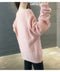 IMG 109 of V-Neck Solid Colored Knitted Undershirt Pullover Women Loose Long Sleeved All-Matching Outerwear