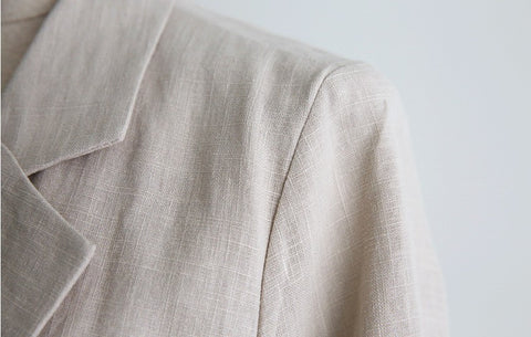 IMG 116 of Korea Suits Windbreaker Thin Women Long Cotton Blend Suit Flaxen Sunscreen Outerwear