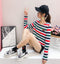 IMG 103 of Summer Korean Striped Tops Women Slim Look Long Sleeved T-Shirt Undershirt T-Shirt