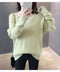 IMG 117 of V-Neck Solid Colored Knitted Undershirt Pullover Women Loose Long Sleeved All-Matching Outerwear