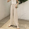 Img 1 - Ice Silk Knitted Wide Leg Pants Women Summer Drape Straight High Waist Loose Student Casual