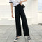 Img 4 - Ice Silk Knitted Wide Leg Pants Women Summer Drape Straight High Waist Loose Student Casual