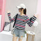 Img 1 - Summer Korean Striped Tops Women Slim Look Long Sleeved T-Shirt Undershirt