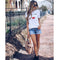 Img 1 - Summer Europe Red Eyelash Printed Loose Short Sleeve Half Sleeved TT-Shirt Minimalist Round-Neck Women T-Shirt