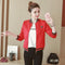 Women Short Baseball Jersey Sweatshirt Stand Collar Jacket Outerwear