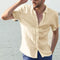 Img 11 - Europe Summer Short Sleeve Casual Cardigan Men Shirt Solid Colored Men Shirt