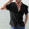 Img 7 - Europe Summer Short Sleeve Casual Cardigan Men Shirt Solid Colored Men Shirt