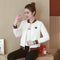 Women Short Baseball Jersey Sweatshirt Stand Collar Jacket Outerwear