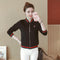 Women Short Baseball Jersey Sweatshirt Stand Collar Jacket Outerwear