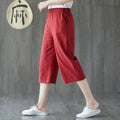 Img 1 - Cotton Cropped Pants Women Summer Blend Art Plus Size Loose Wide Leg Straight Casual Hot