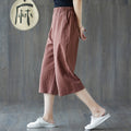 Img 10 - Cotton Cropped Pants Women Summer Blend Art Plus Size Loose Wide Leg Straight Casual Hot