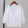Img 11 - Summer Plus Size Women Ice Silk Matching Short Sunscreen Cardigan Sweater
