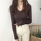 Img 12 - V-Neck Knitted Long Sleeved Slimming Fitted Warm Tops Vintage Slim-Look Women Sweater