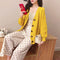 Img 4 - Korean Puff Sleeves V-Neck Sweater Cardigan Women Loose Lazy Solid Colored