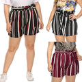 Img 1 - Plus Size Women Summer Striped Color-Matching Belt Loose All-Matching Casual Shorts
