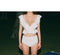 IMG 126 of Korea Popular Inspired White Two Piece Ruffle Collar V-Neck Pink Student High Waist Swimsuit Women Swimwear