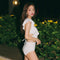 Img 3 - Korea Popular Inspired White Two Piece Ruffle Collar V-Neck Pink Student High Waist Swimsuit Women