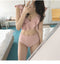 IMG 134 of Korea Popular Inspired White Two Piece Ruffle Collar V-Neck Pink Student High Waist Swimsuit Women Swimwear