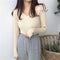 Img 5 - V-Neck Knitted Long Sleeved Slimming Fitted Warm Tops Vintage Slim-Look Women Sweater